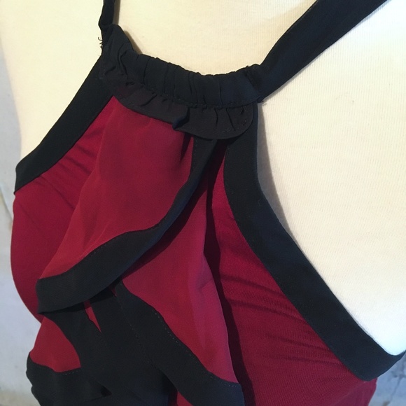 NEW LIMITED Halter Ruffle Red Black Tank Small - Picture 3 of 8